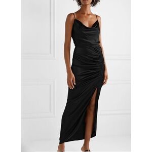 SOLD • Veronica Beard Natasha Dress • Satin Black Maxi Ruched Cowl Neck Gown